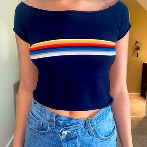 Brandy Melville rainbow striped crop top